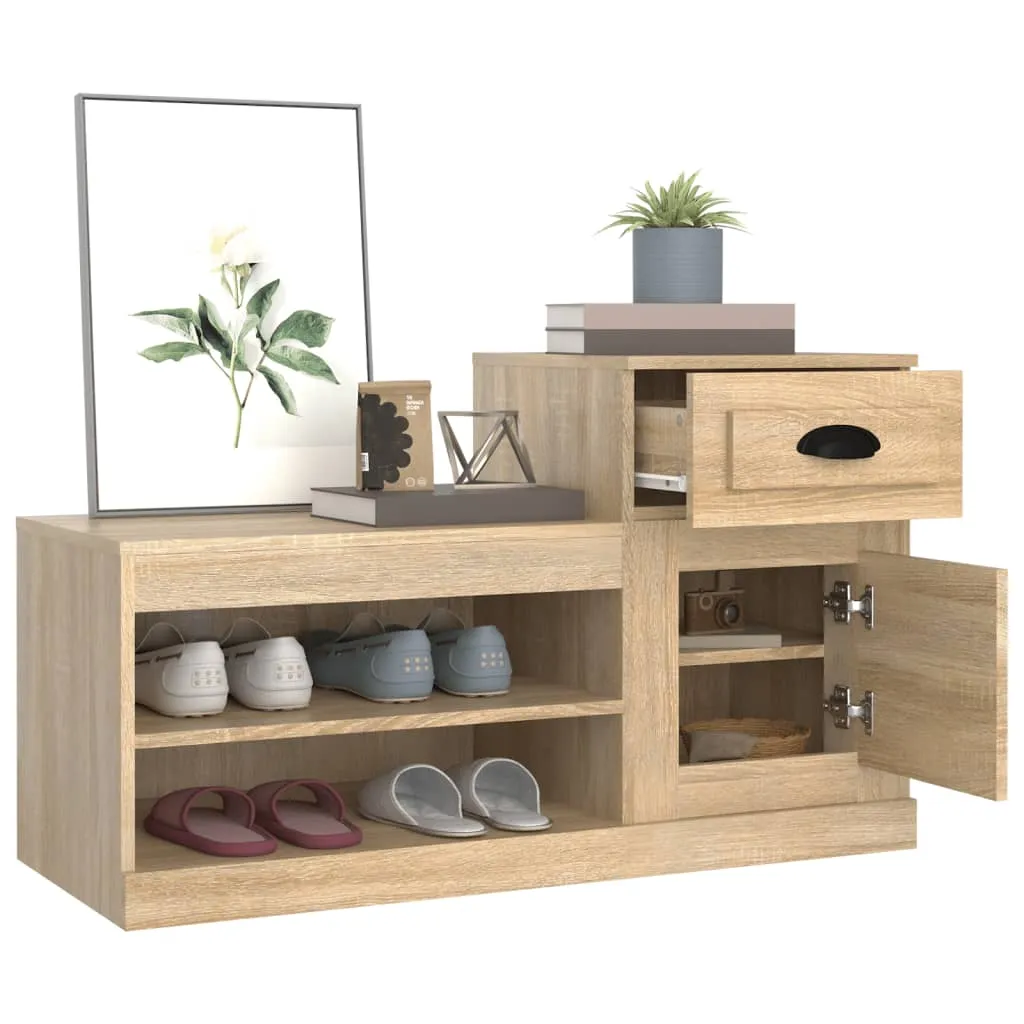 vidaXL Shoe Cabinet Sonoma Oak 100x42x60 cm Engineered Wood