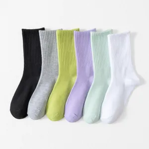 Women Solid Colored Casual Socks Combo