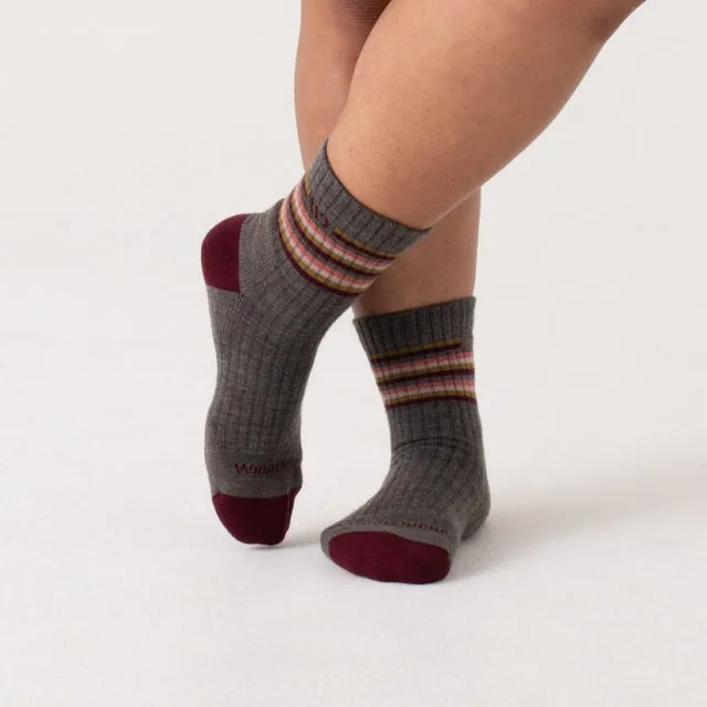 Womens Multi Stripe Cushioned Micro Crew Socks