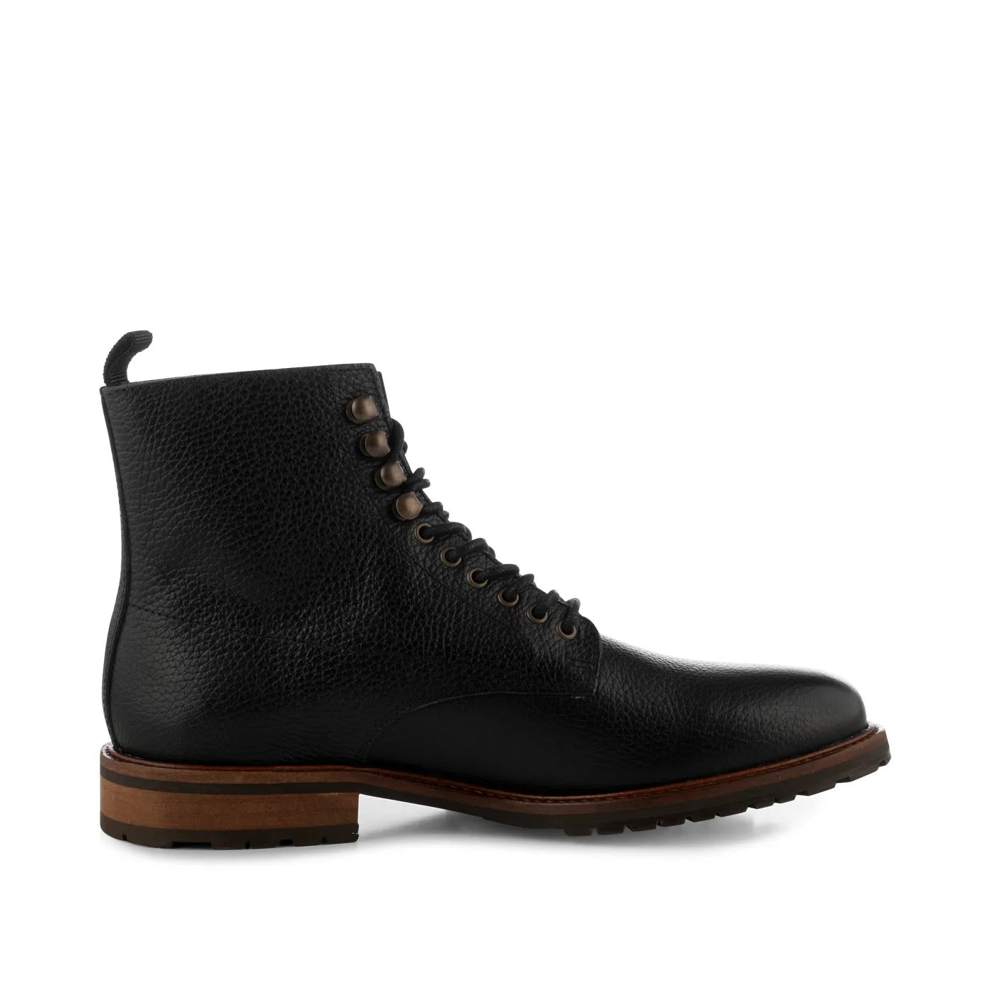 York lace up boot leather - BLACK