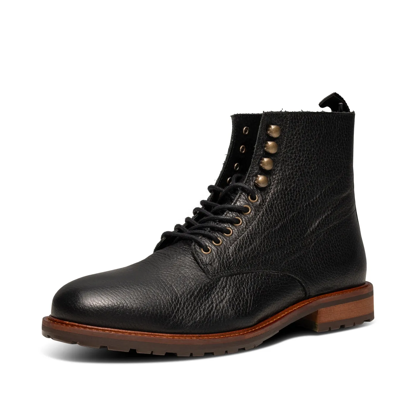 York lace up boot leather - BLACK