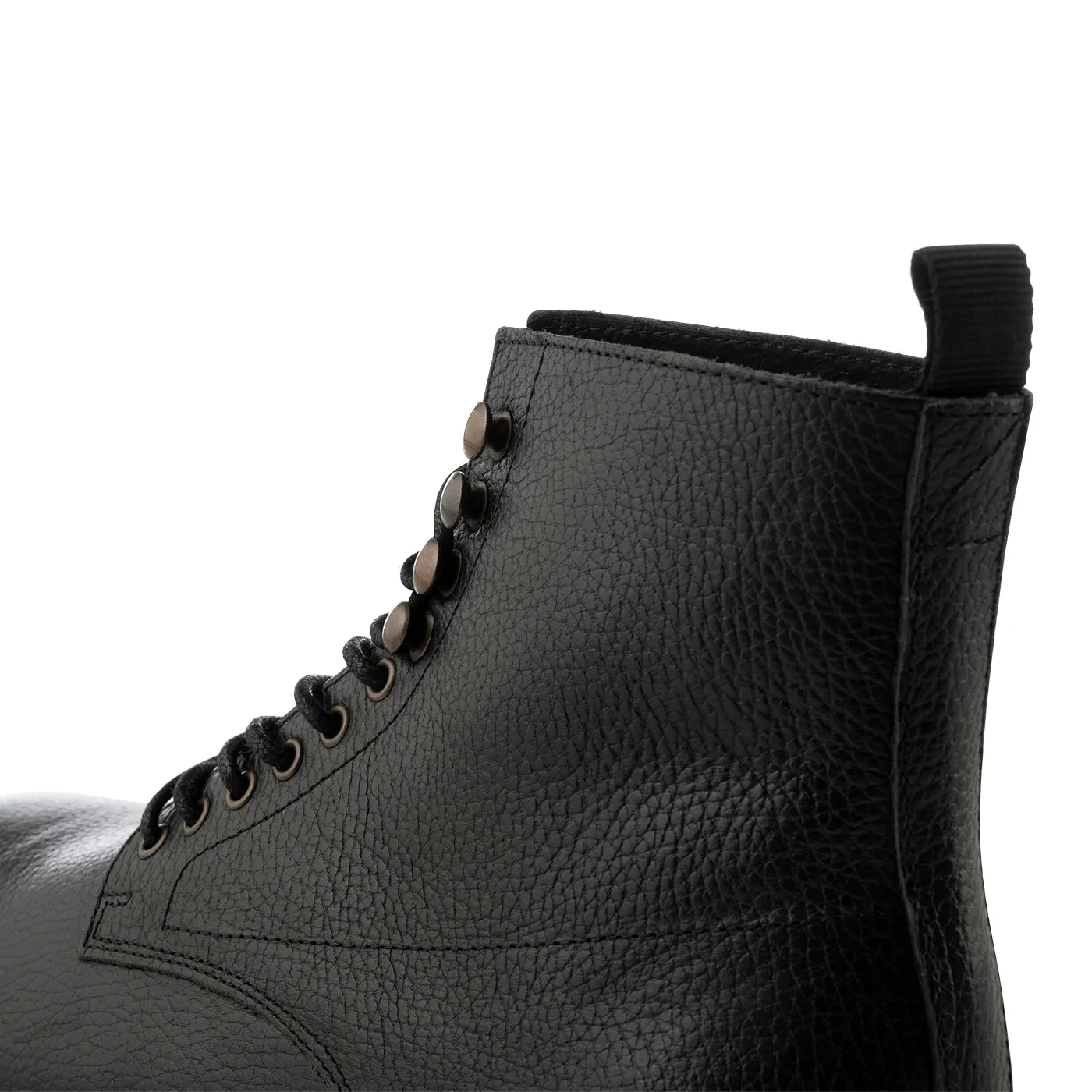 York lace up boot leather - BLACK