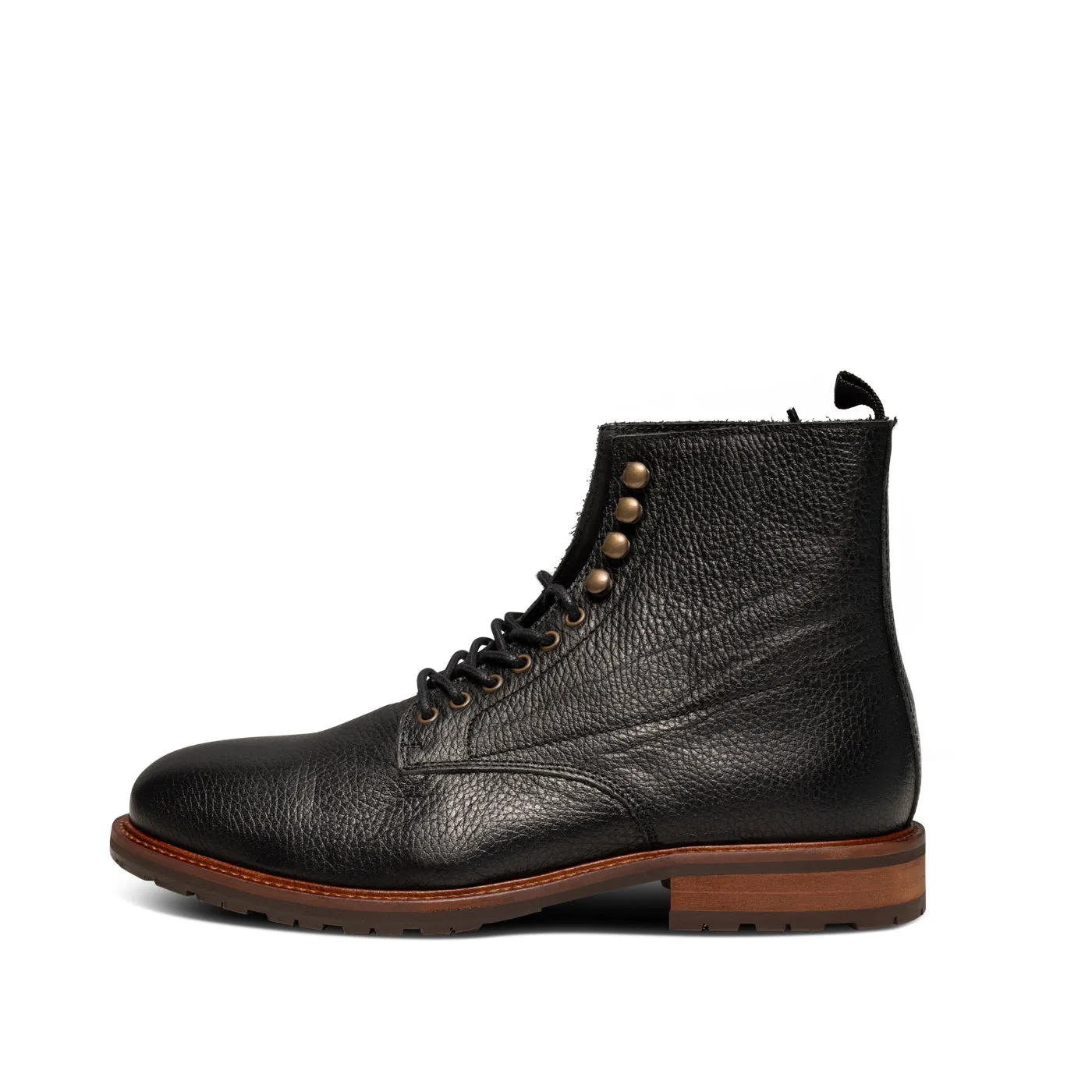 York lace up boot leather - BLACK